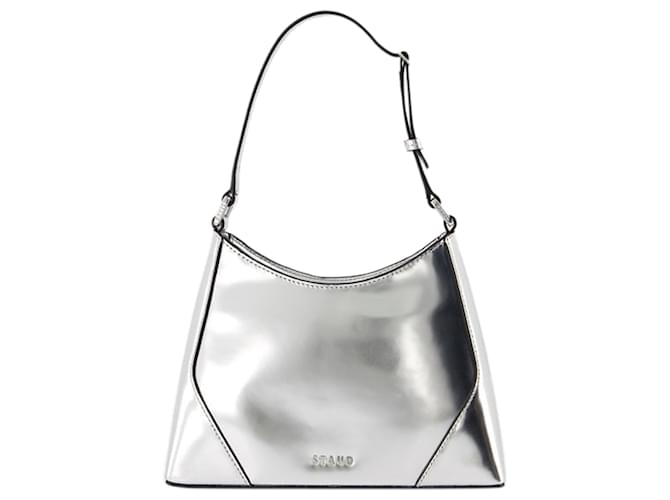 Linda Shoulder Bag - Staud - Leather - Silver Silvery Metallic Pony-style calfskin  ref.1528828