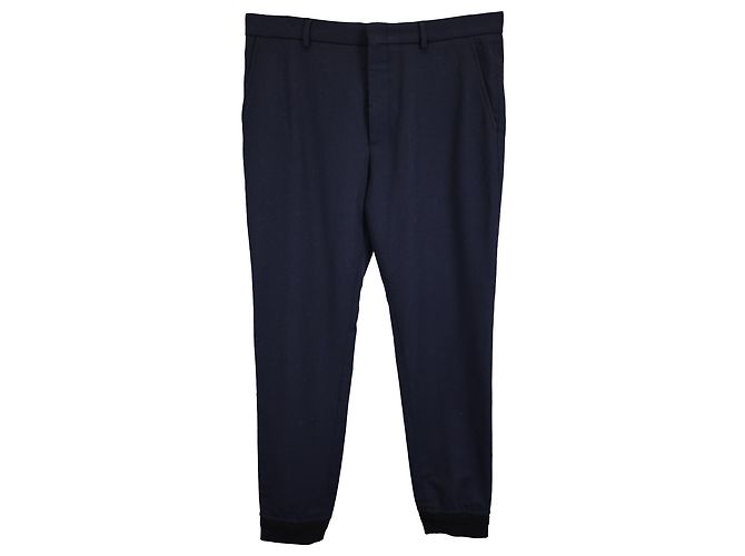 Gucci Anzughose mit elastischem Saum aus marineblauer Wolle