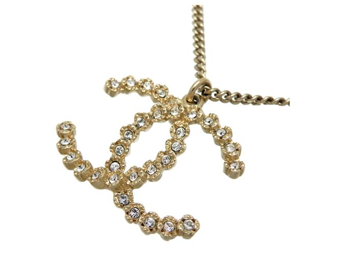 Chanel Coco Mark Rhinestone Women's Necklace Gold-plated  ref.1529336