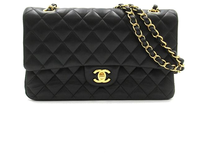 CHANEL Matelasse Double Flap Chain Shoulder Bag Black Leather  ref.1529450