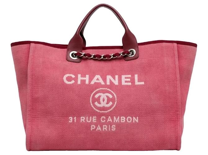 Chanel BORSA TOTE IN TESSUTO DEAUVILLE Rosa Tela  ref.1529492