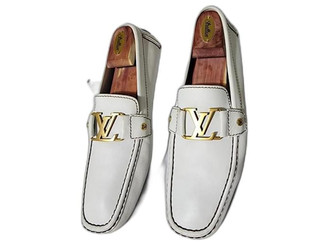 Mocasín de cuero Louis Vuitton blanco talla 8,5  ref.1529521