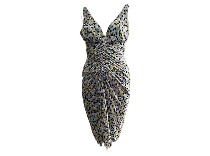Diane Von Furstenberg Vestido de malla de seda DvF Aslin con fruncidos Multicolor