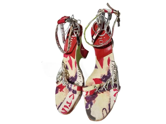 Christian Dior John Galliano O VICTIM Wedge Sandals Multicolored Size 40.5 Multiple colors Leather  ref.1529546