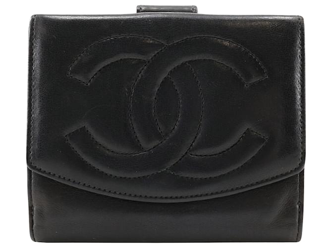 Timeless Logo CC da Chanel Preto Couro  ref.1529904