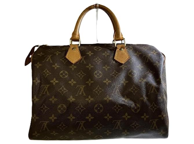 Louis Vuitton Monogram Speedy 30 Handtasche Braun Lackleder  ref.1530029