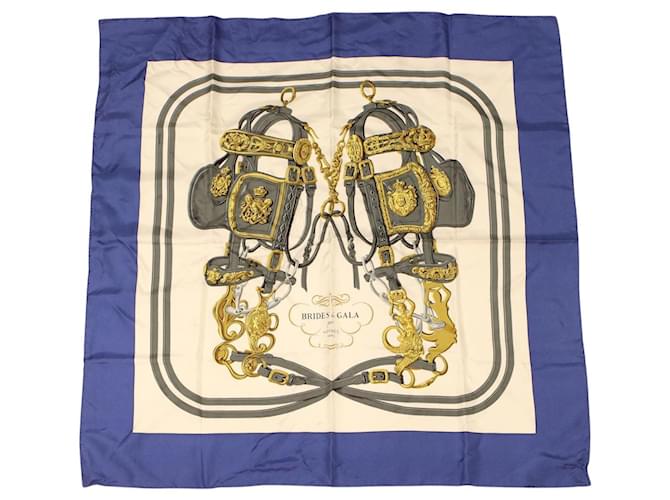 Hermès HERMES Carre 90 Scarves Blue Silk  ref.1530088