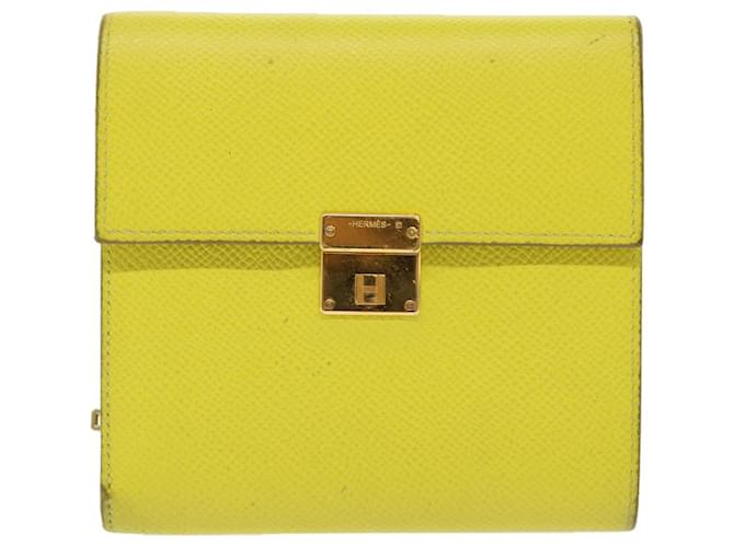 Hermès HERMES Clic 12 Wallet Yellow Leather  ref.1530101