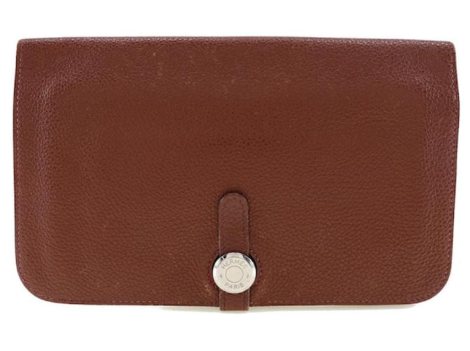 Hermès HERMES Dogon Wallet Red Leather  ref.1530102