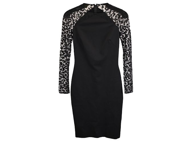 Stella Mc Cartney Stella McCartney Midikleid aus schwarzer Viskose mit Spitzenmuster