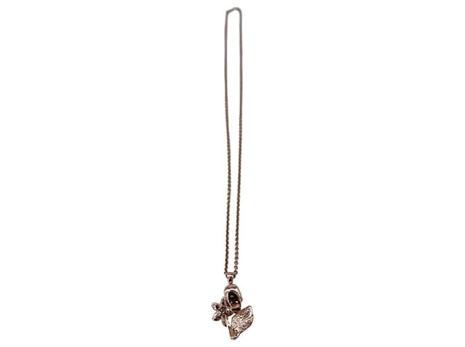 Alexander McQueen Skull With Flower Pendant Necklace in Pink Rose Gold Brown Metal Pink gold  ref.1530175