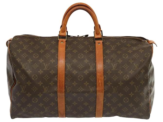 LOUIS VUITTON Keepall 50 Viaje Castaño Lienzo  ref.1530218