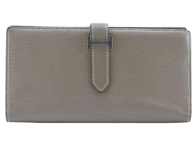 Hermès HERMES Bearn Wallet White Leather  ref.1530246