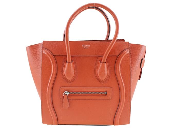 Luggage Céline Bolsa de mão CELINE Laranja Couro  ref.1530290