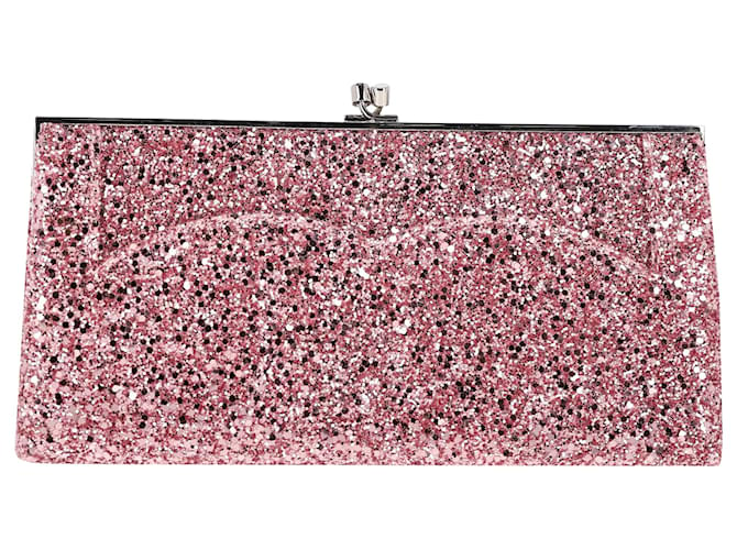 Victoria Beckham Embellished Clutch in Pink Glitter Brown  ref.1530325