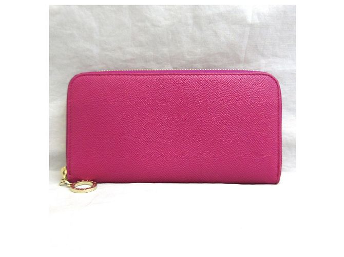 Autre Marque Cartera larga de cuero Bvlgari rosa