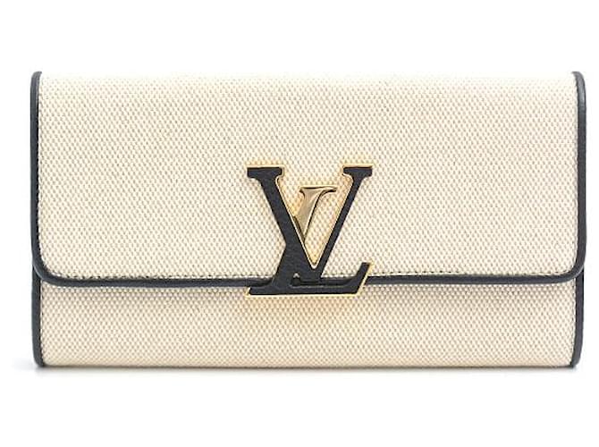 Louis Vuitton Canvas Leather Long Wallet M81305 Beige Cloth  ref.1531787