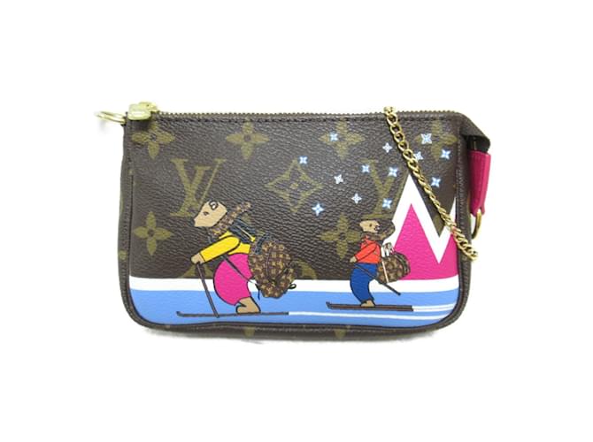 Bolso Pochette Accesorios Louis Vuitton Castaño Cuero Charol Lienzo Plástico  ref.1532533