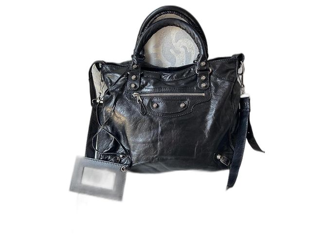 City Borsa Balenciaga in pelle nera Nero