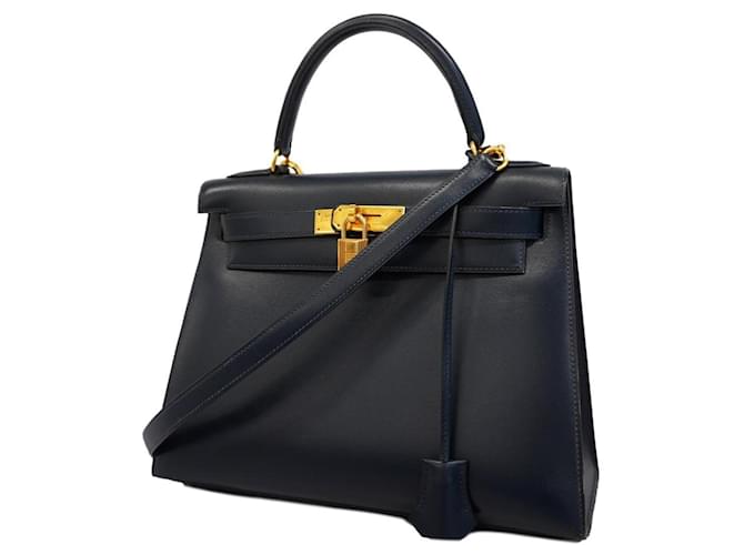 Hermès Hermes Kelly 28 Handbag in Navy Navy blue Pony-style calfskin  ref.1532952