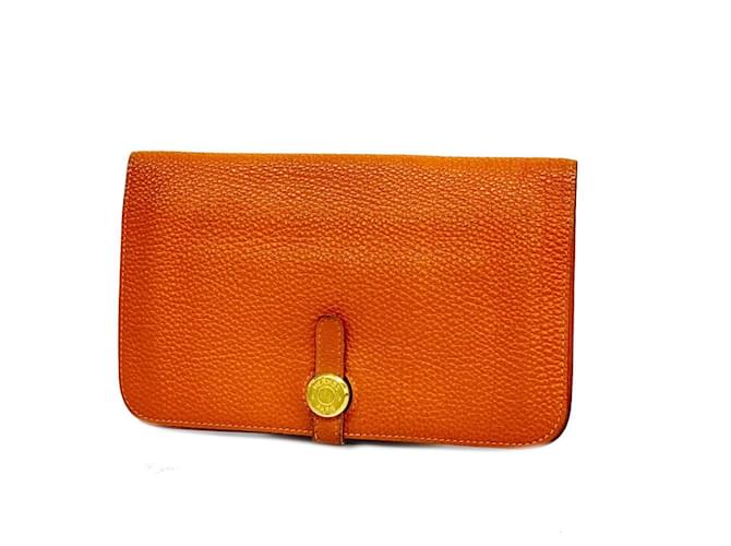 Hermès Cartera Larga Hermes Dogon GM en cuero Togo naranja  ref.1532975