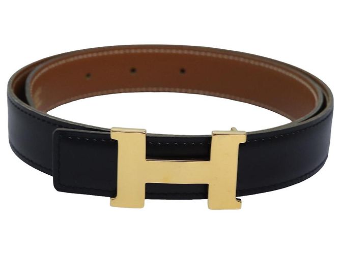 Hermès Cinto de couro HERMES Constance 31,1" Preto Auth 81360