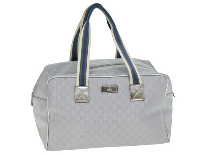 GUCCI GG Canvas Sherry Line Boston Bag Gray Silver 153240 Auth am6442 Brown Silvery Cloth  ref.1533163