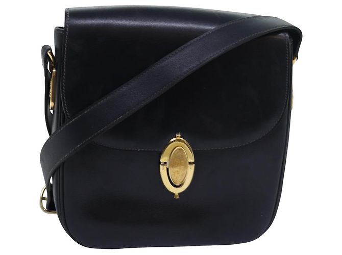 Céline CELINE Schultertasche aus schwarzem Leder Auth ar12071 Golden