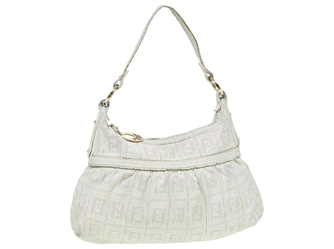 Sac à bandoulière en toile Zucca FENDI blanc Auth bs15784  ref.1533208
