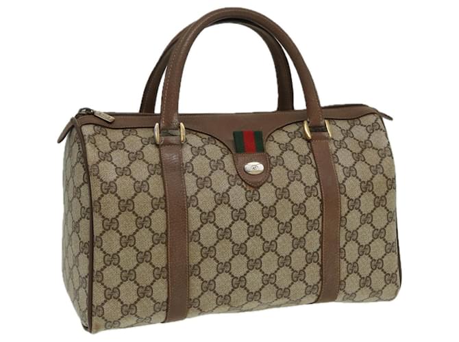 GUCCI GG Supreme Web Sherry Line Boston Bag PVC Beige Red 111 02 007 Auth 83384  ref.1533382