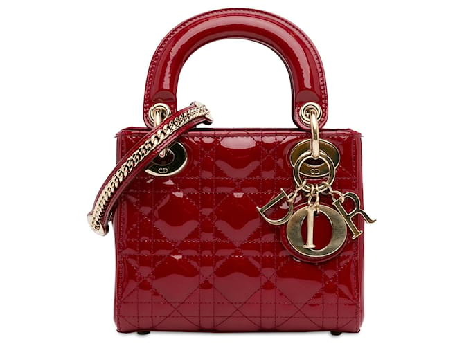 Lady Dior Bolsas DIOR de couro Vermelho  ref.1533521