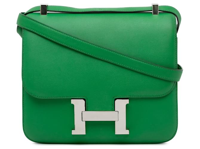 Constance Hermès HERMES HandbagsLeather Green  ref.1533553