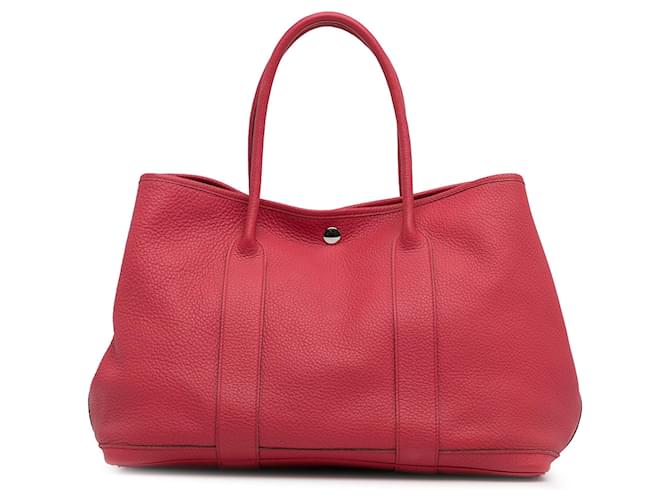 Garden Hermès HERMES HandbagsLeather Red  ref.1533570