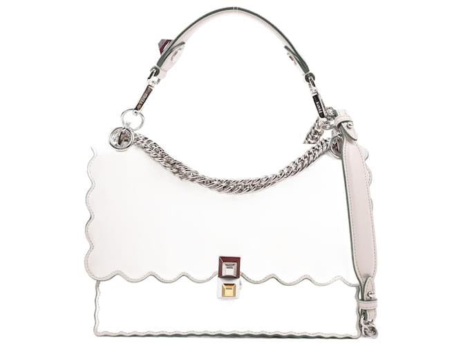 Borsa a Spalla Fendi Kan I in Pelle 2Way in Beige Grigiastro 8BT283  ref.1533640