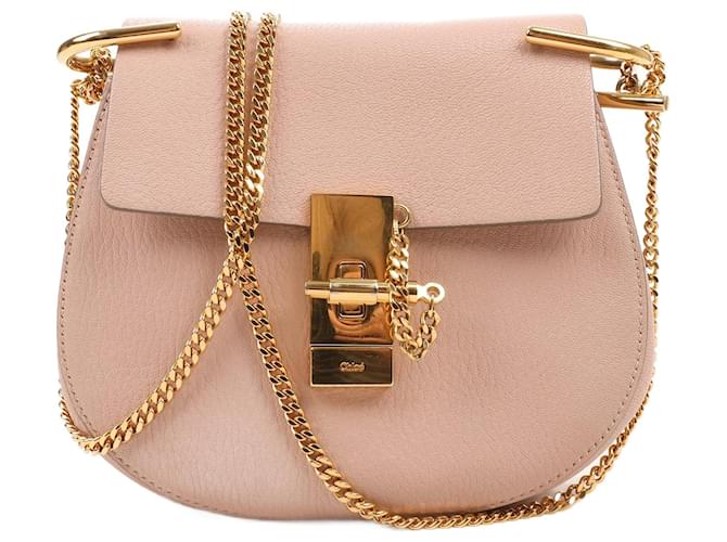 Chloé CHLOE Crossbody Drew em couro de cordeiro texturizado na cor rosa cimento  ref.1533661