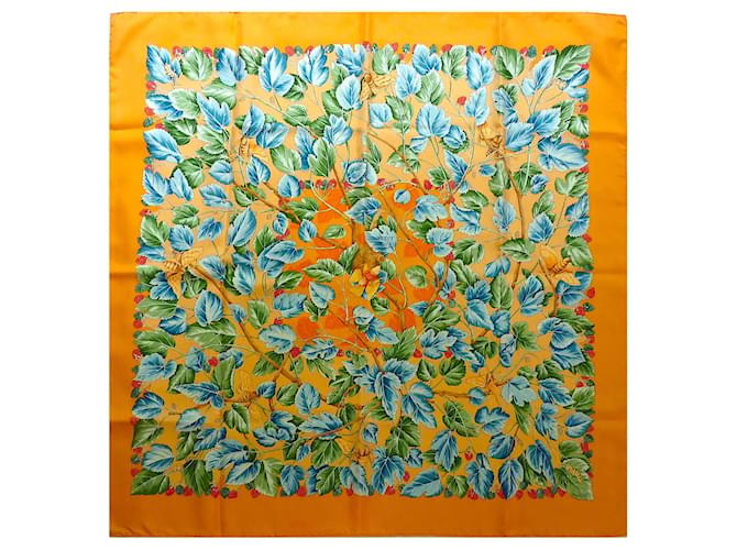 Hermès Carré 90 "l'ARBRE de SOiE" 100% Silk Scarf Orange  ref.1533682