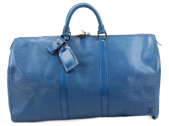 Louis Vuitton Epi Leather Keepall 50 Travel Bag in Toledo Blue M42965  ref.1533696