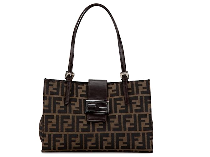 Borsa a spalla in tela Zucca Fendi marrone Pelle  ref.1533884