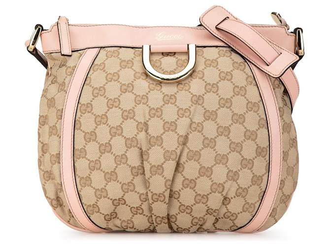 Sac bandoulière Tan Gucci GG Canvas Abbey D Ring Cuir Camel  ref.1533951