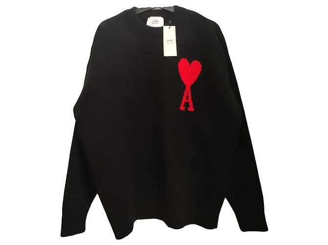 Ami Schwarzer Baumwollpullover Herren 