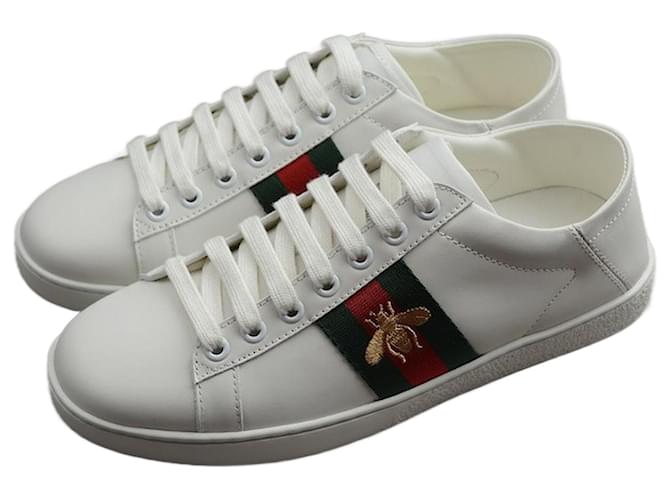 Gucci Ace Ricamate Ape GG Bianco Pelle ref.1534123 Joli Closet