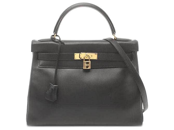 Hermès Black Gulliver Kelly Retourne 32 Leather Pony-style calfskin  ref.1534139