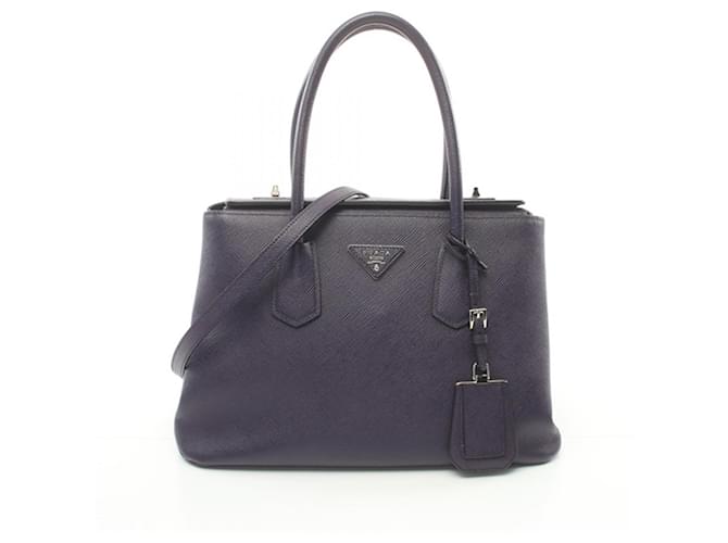 Prada Purple Saffiano Cuir Turnlock Twin Satchel Leather  ref.1534199