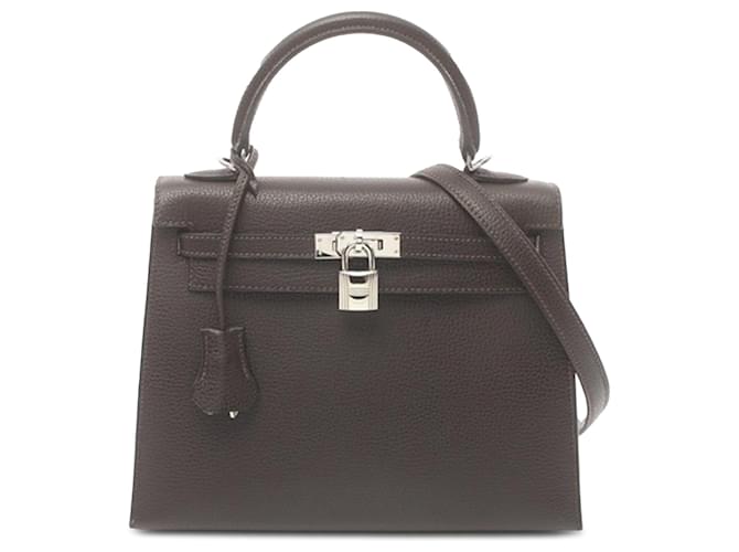 Hermès Brown Ardennes Kelly Sellier 25 Dark brown Leather Pony-style calfskin  ref.1534239