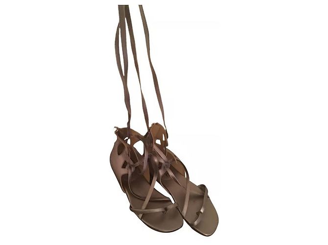 Chanel Sandalen Silberne Leder