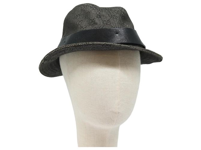 GUCCI GG Canvas Hat S Black Auth am6440