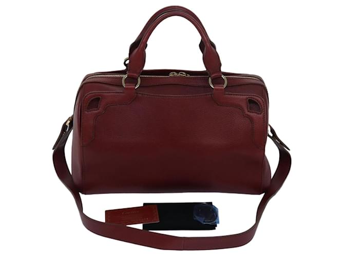 Bolsa de mão CARTIER em couro vermelho Auth yt1009  ref.1534442