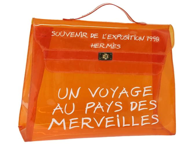 Hermès Sac à main HERMES en vinyle orange Auth 82168 Polyuréthane  ref.1534474