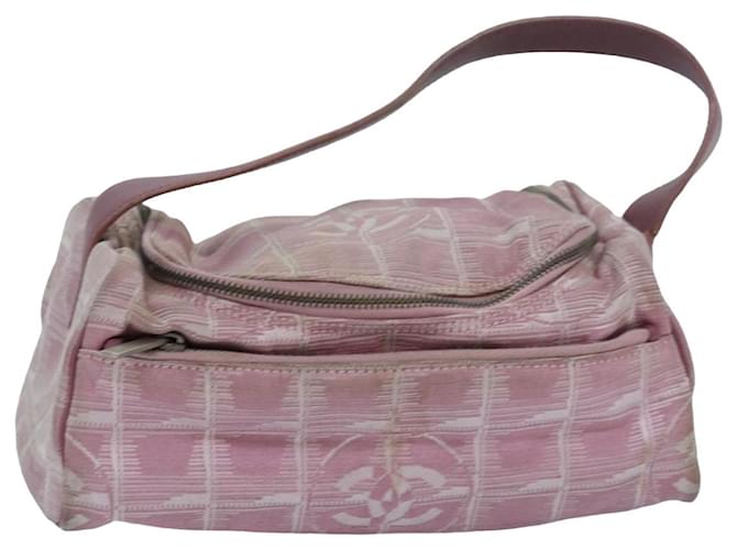 CHANEL New Travel Line Hand Bag Nylon Pink CC Auth 83428  ref.1534486