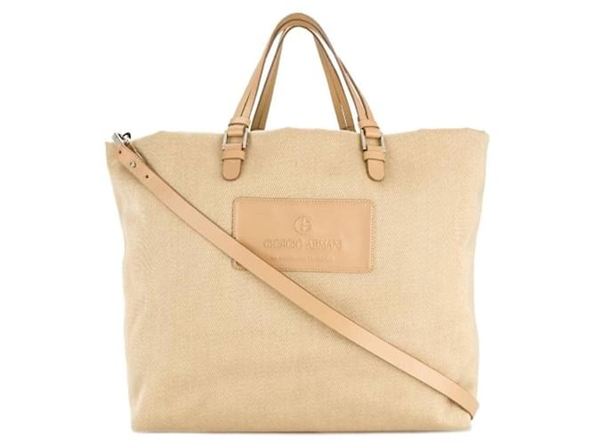 Tote en toile beige Giorgio Armani - années 2000  ref.1534515